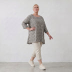 AKH Fashion 593 Big Shirt, Grau-Ecru