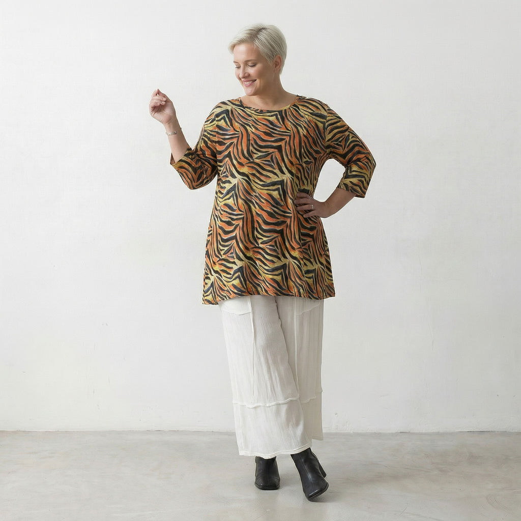 AKH Fashion Shirt 593 Malia, Orange-Schwarz-Gelb