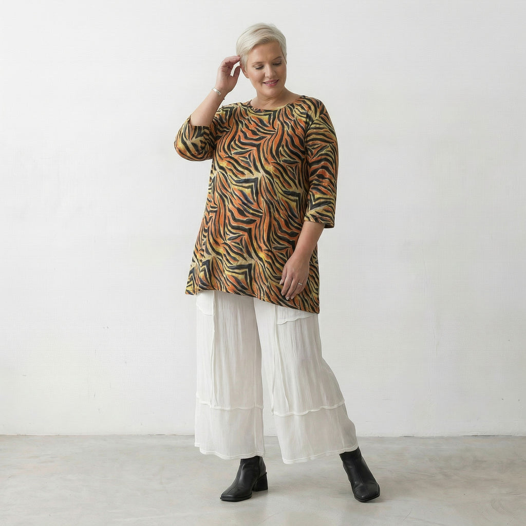 AKH Fashion Shirt 593 Malia, Orange-Schwarz-Gelb