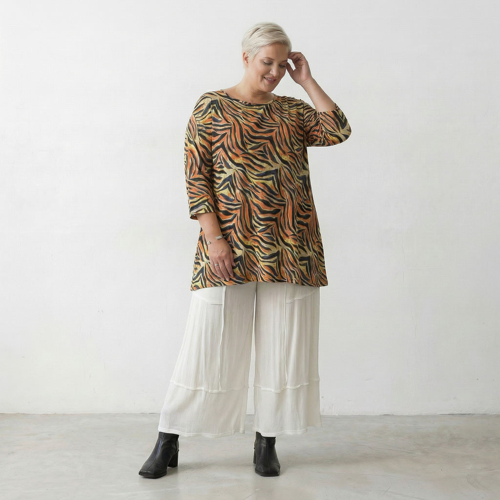 AKH Fashion Shirt 593 Malia, Orange-Schwarz-Gelb