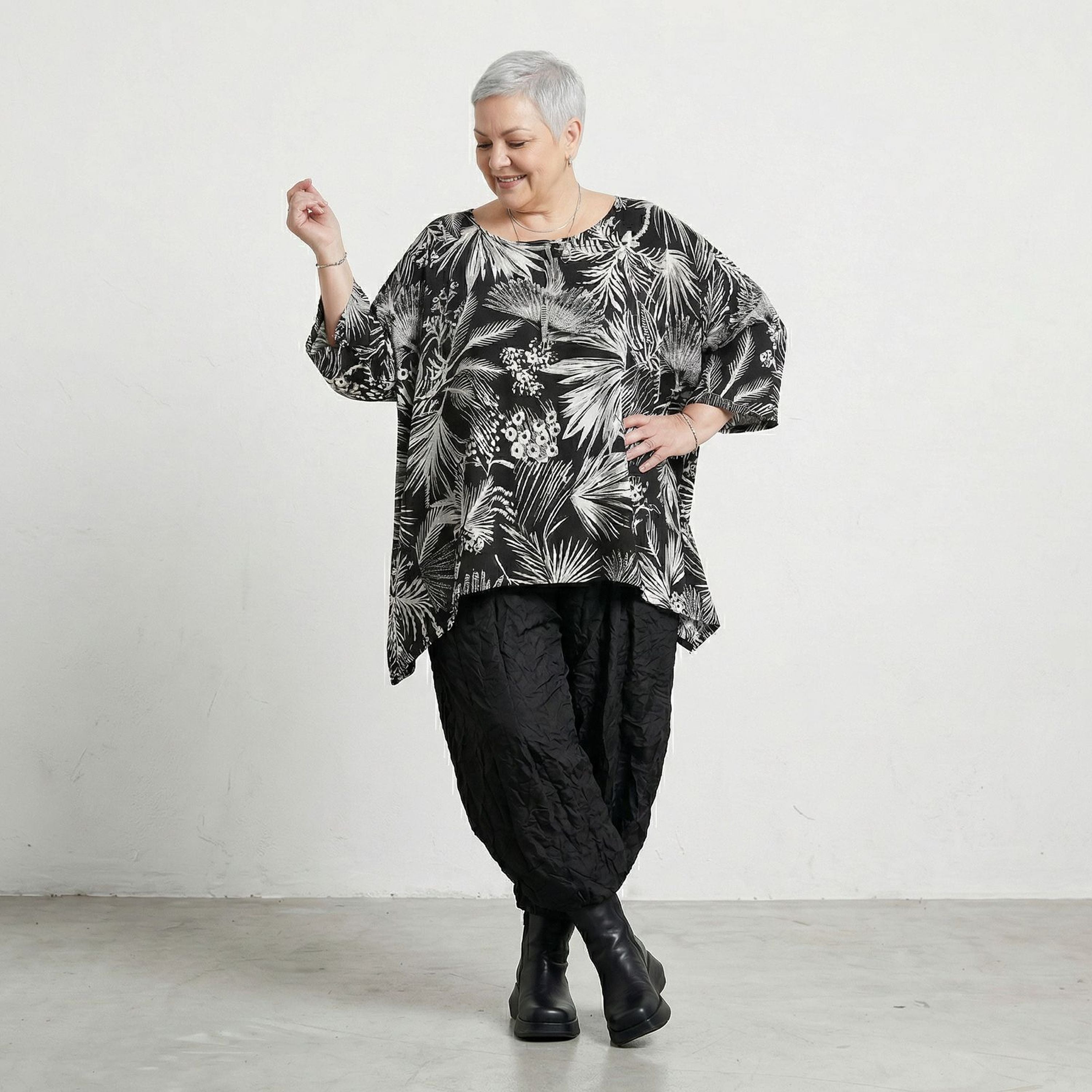 AKH Fashion Shirt 593 Kalani, Schwarz-Weiß