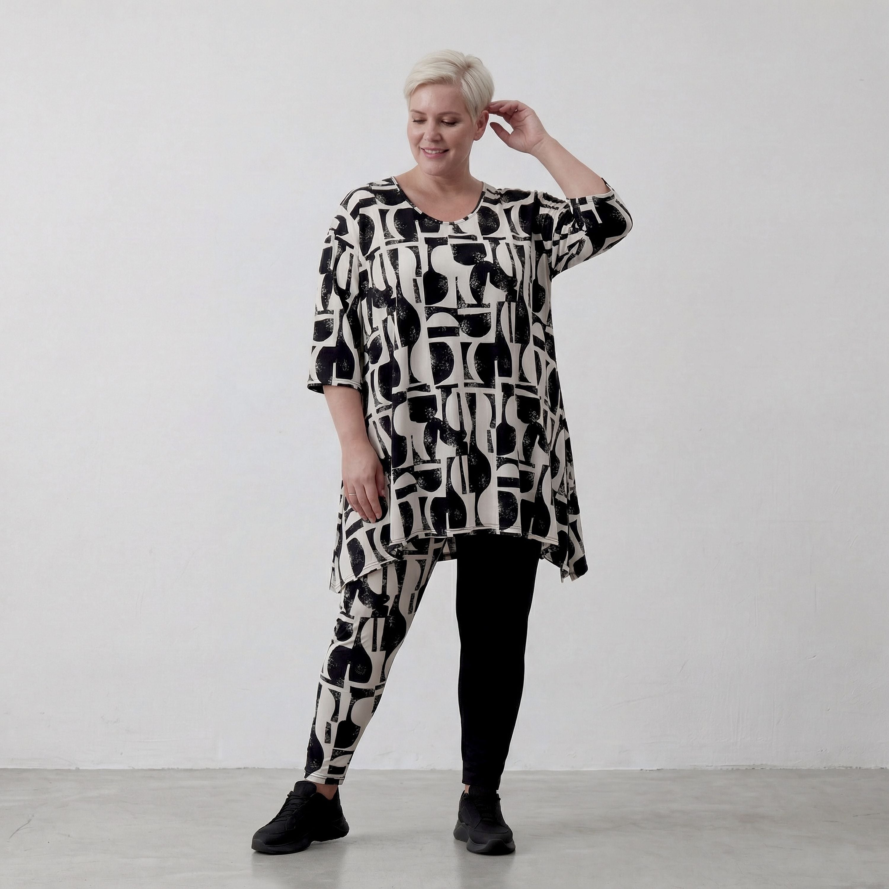 AKH Fashion Shirt 1019 Vanta, Schwarz-Weiß