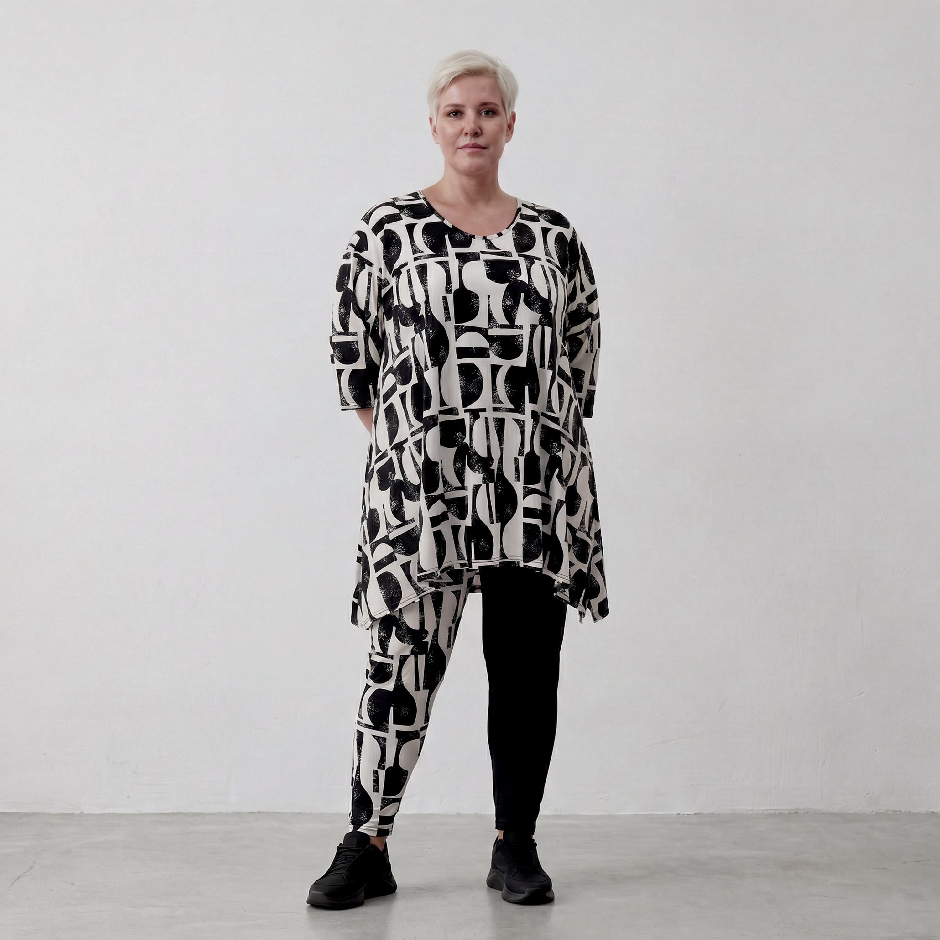 AKH Fashion Shirt 1019 Vanta, Schwarz-Weiß