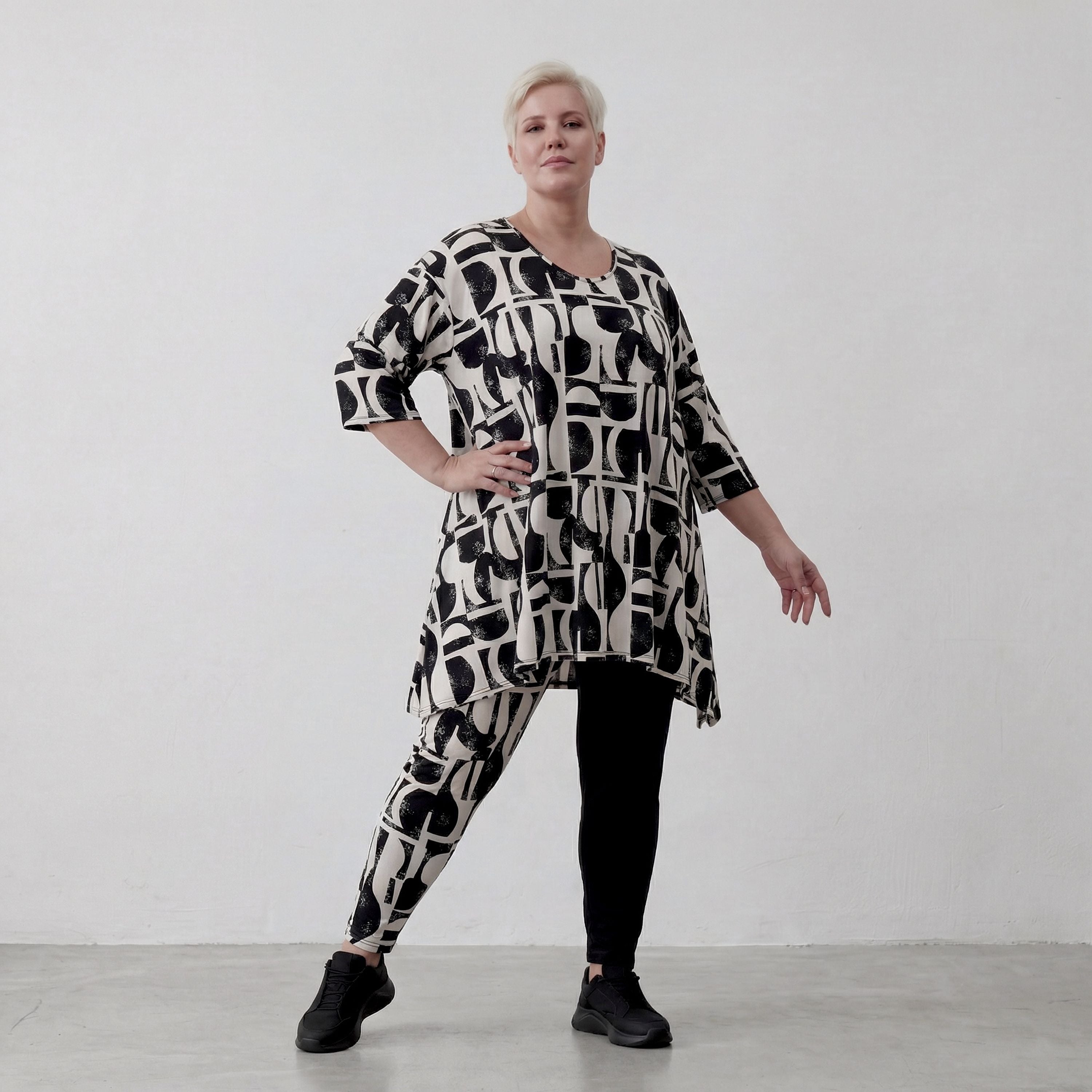 AKH Fashion Shirt 1019 Vanta, Schwarz-Weiß