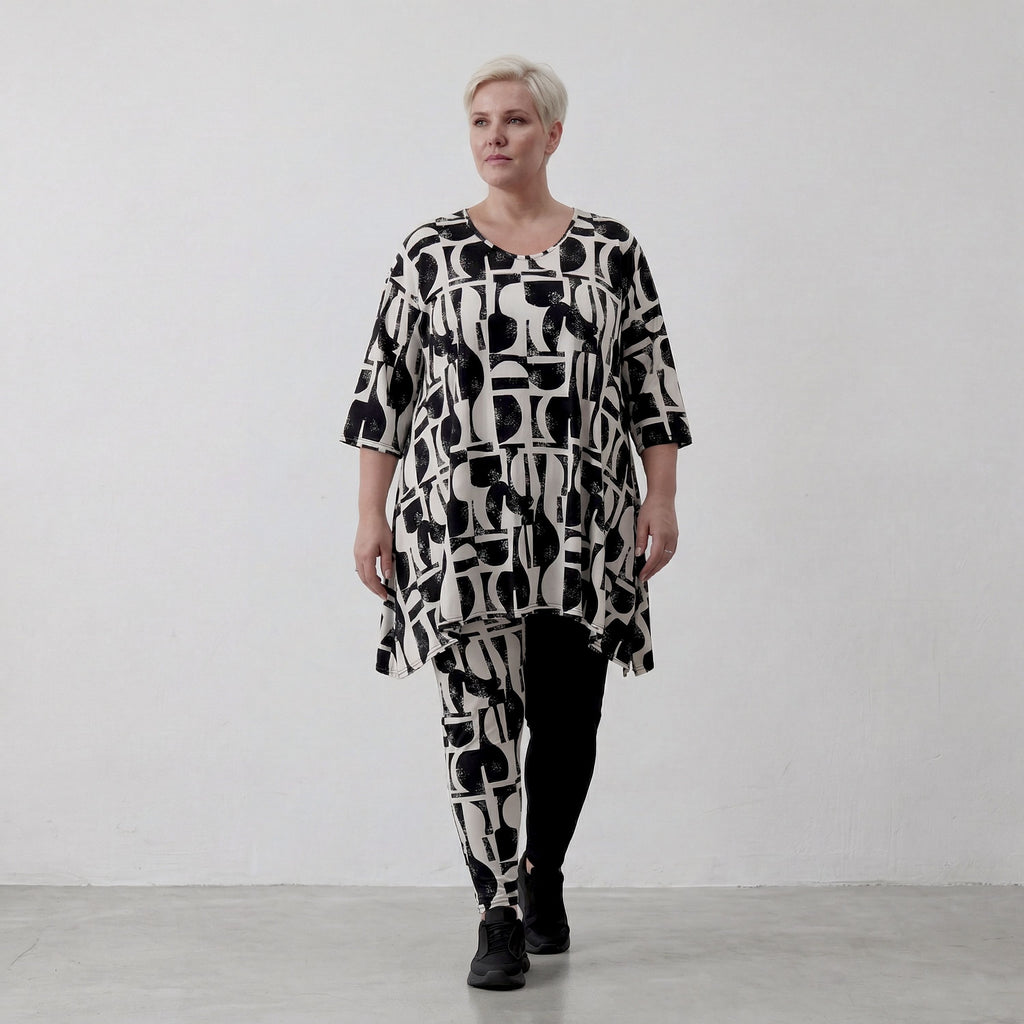 AKH Fashion Shirt 1019 Vanta, Schwarz-Weiß