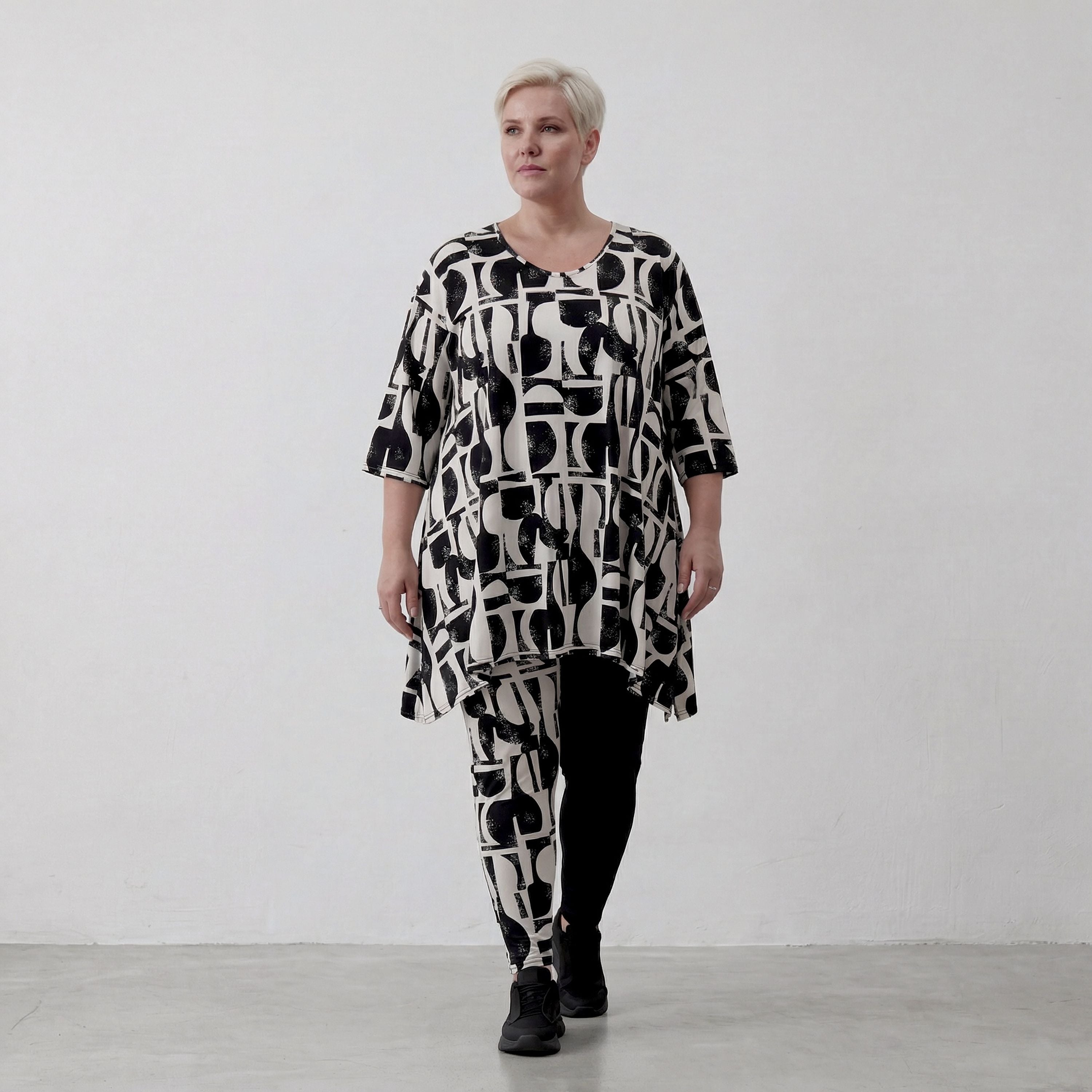 AKH Fashion Shirt 1019 Vanta, Schwarz-Weiß