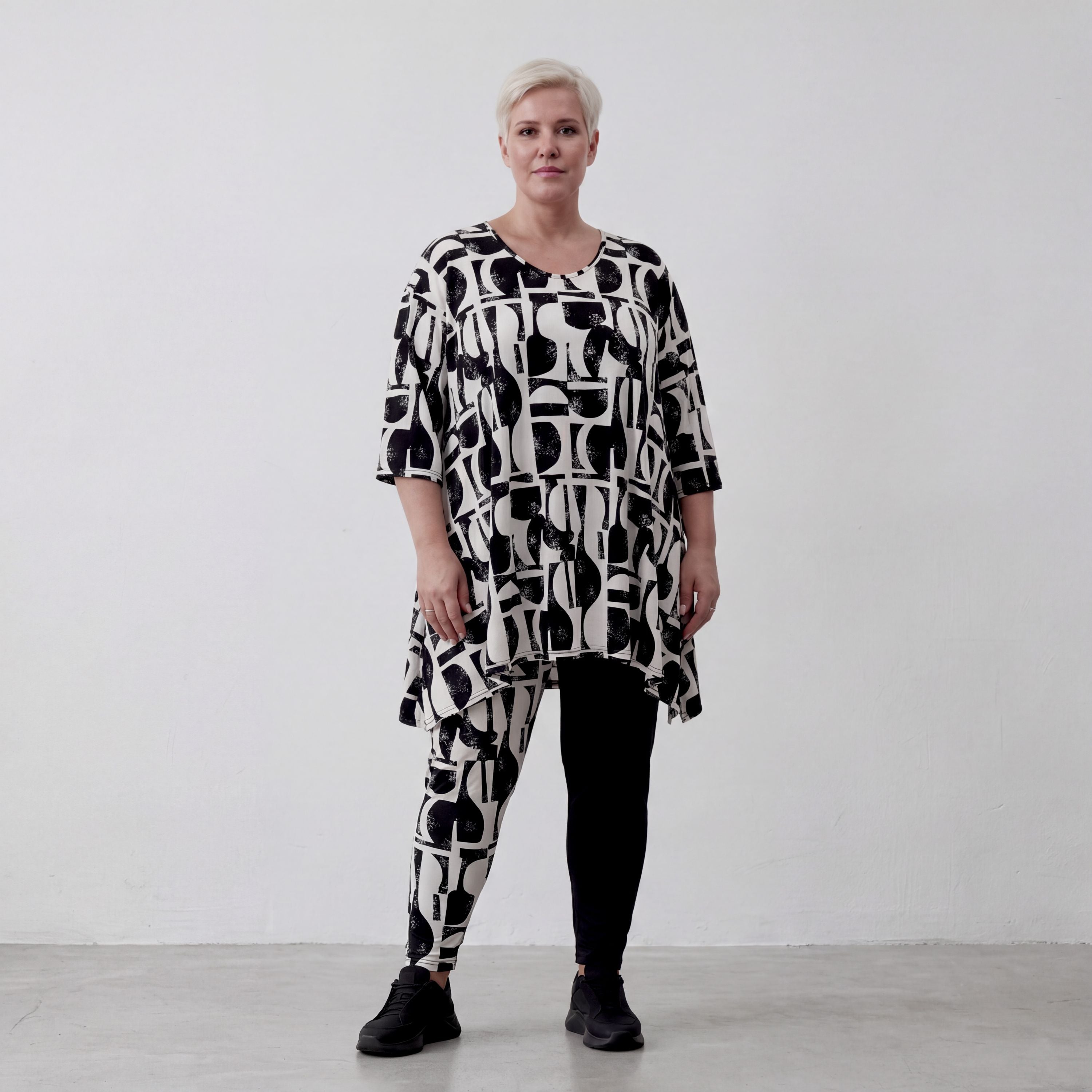 AKH Fashion Shirt 1019 Vanta, Schwarz-Weiß