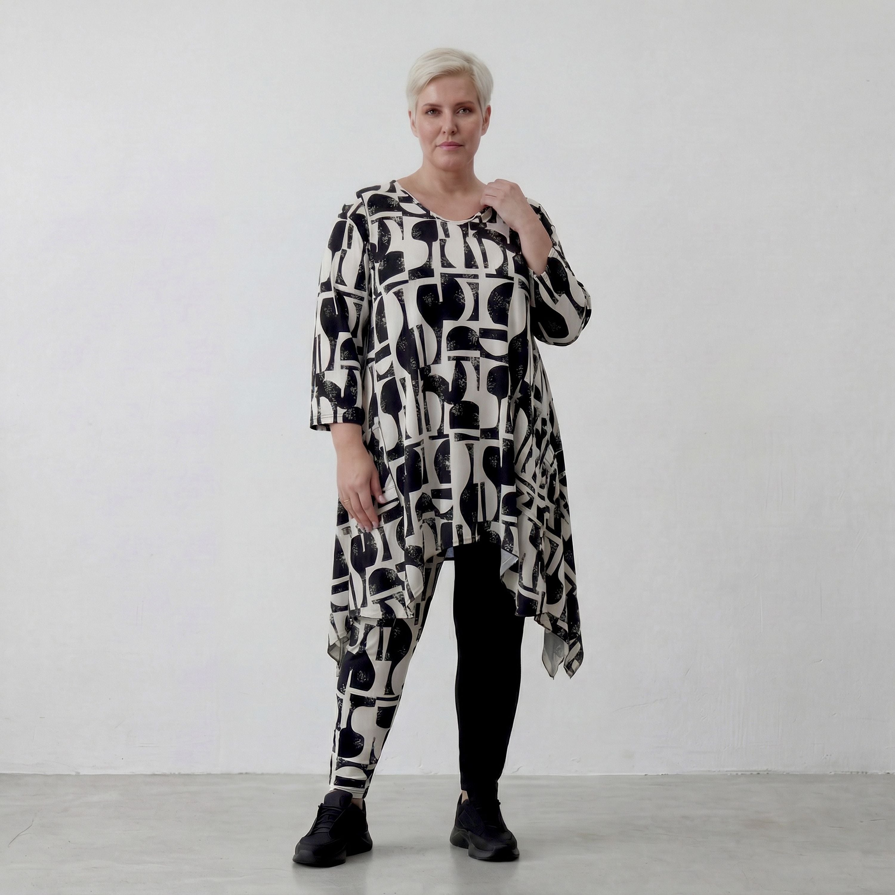AKH Fashion Shirt 6448 Vanta, Schwarz-Weiß