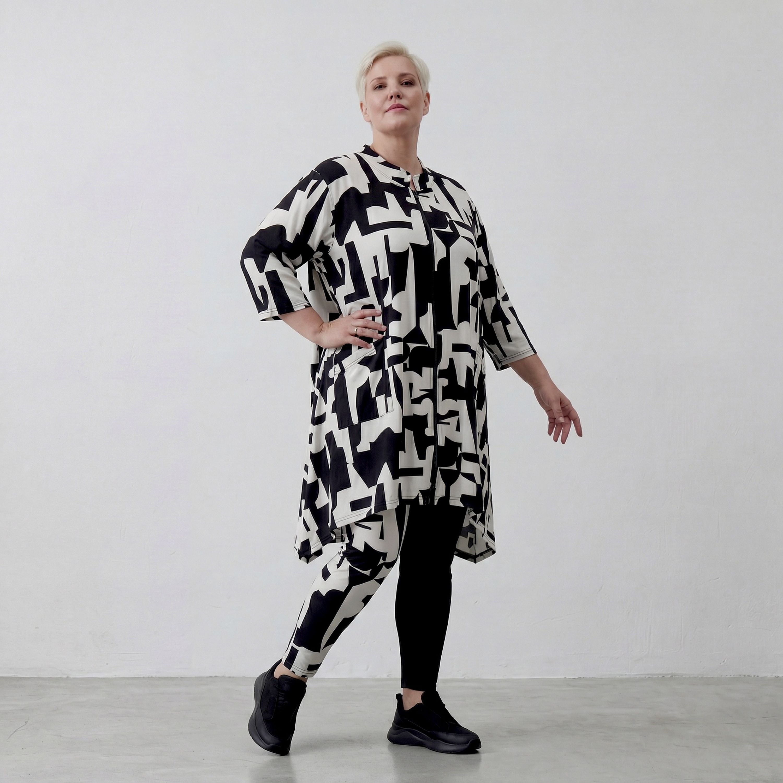 AKH Fashion Jacke 7602 Silence, Schwarz-Weiß