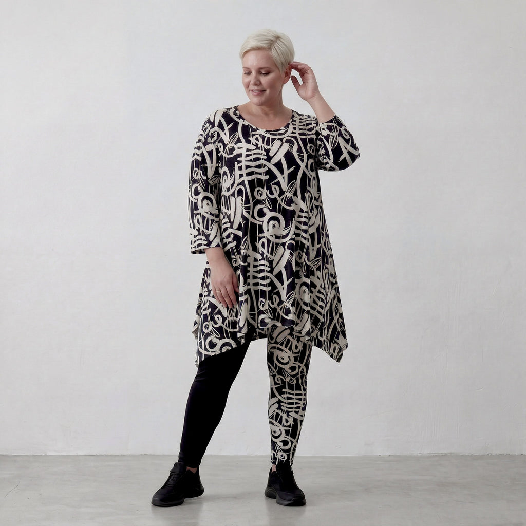 AKH Fashion Shirt 1019 Pureline, Schwarz-Weiß