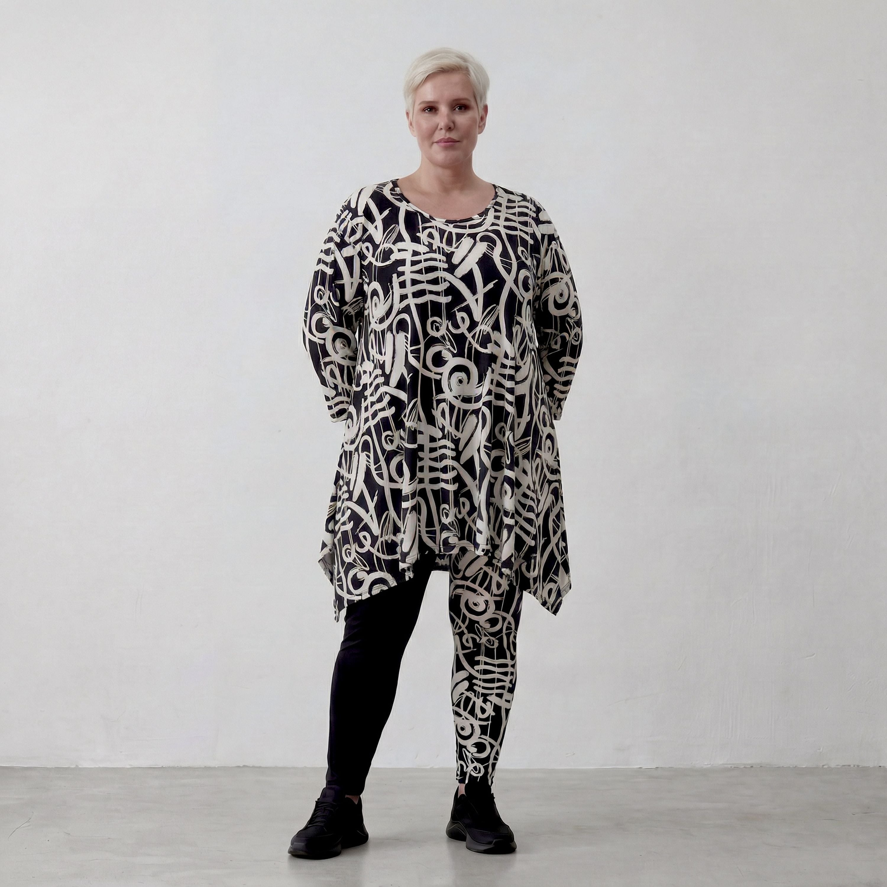 AKH Fashion Shirt 1019 Pureline, Schwarz-Weiß