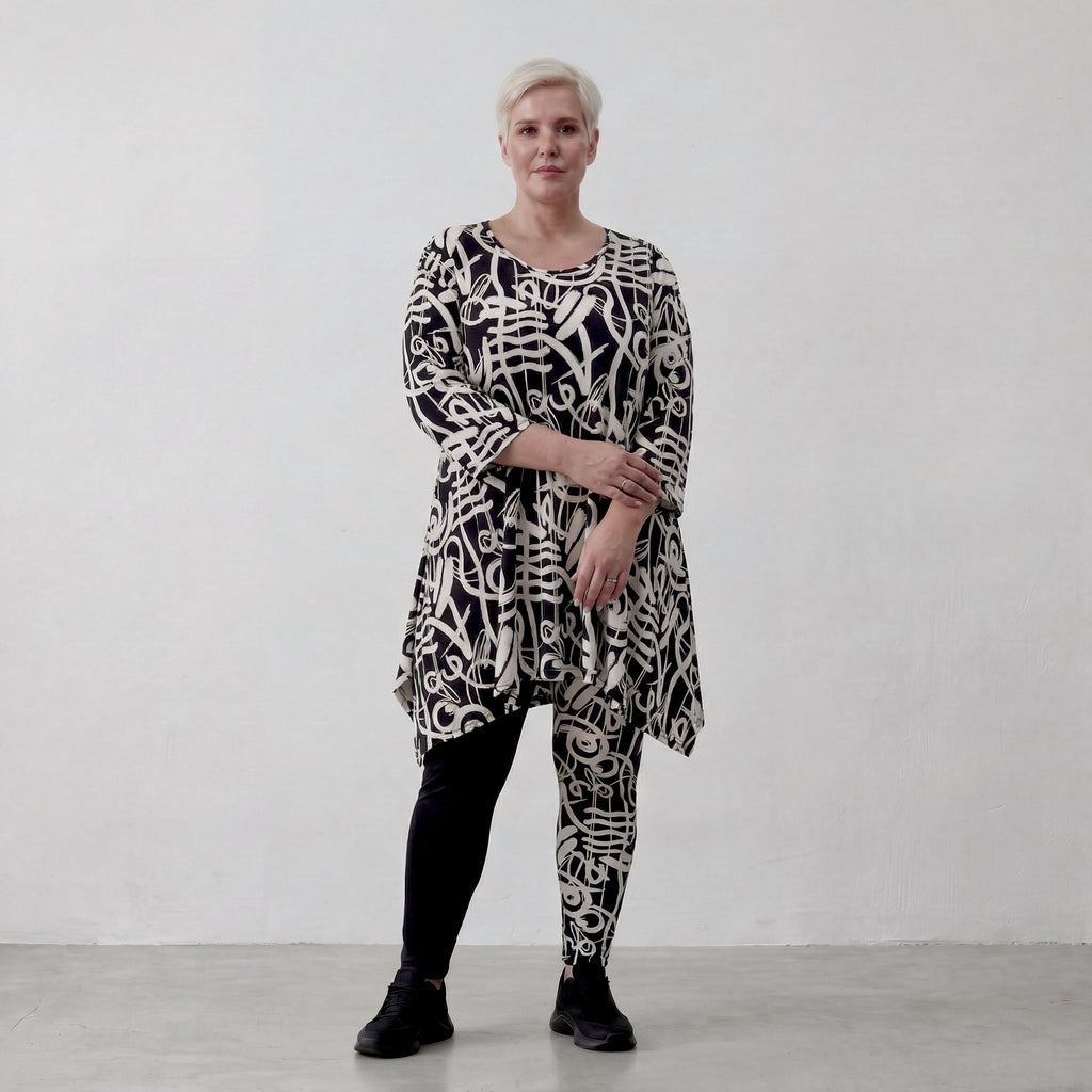 AKH Fashion Shirt 1019 Pureline, Schwarz-Weiß