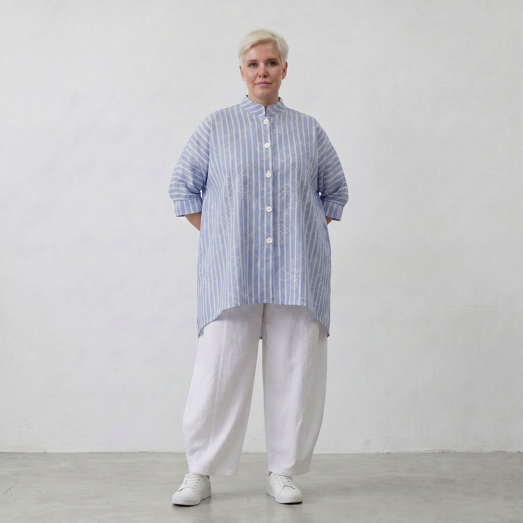 AKH Fashion Bluse 7116 Rebound, Blau-Weiß