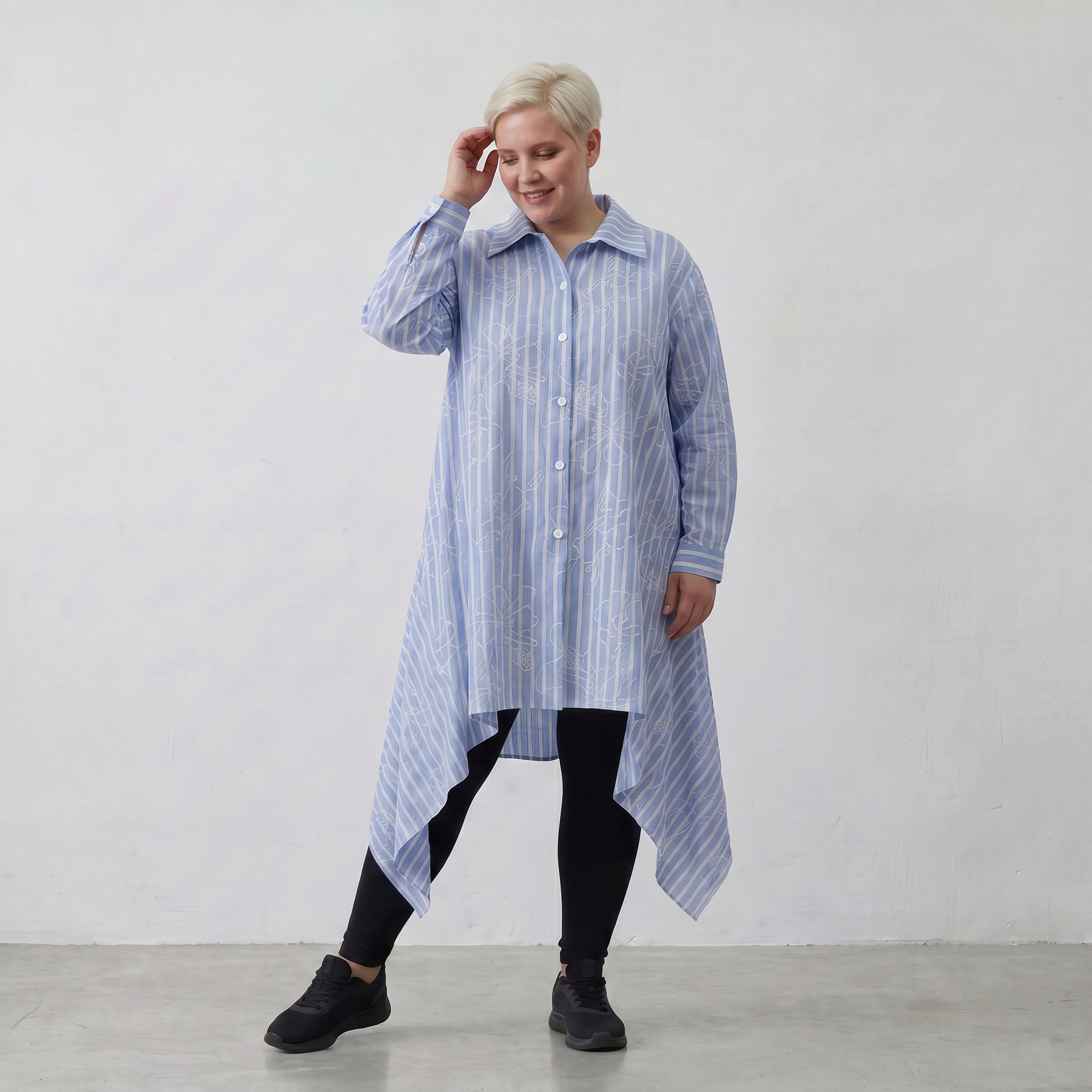 AKH Fashion Bluse 7238 Rebound, Blau-Weiß
