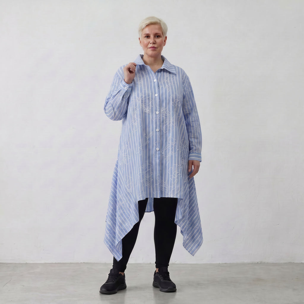 AKH Fashion Bluse 7238 Rebound, Blau-Weiß
