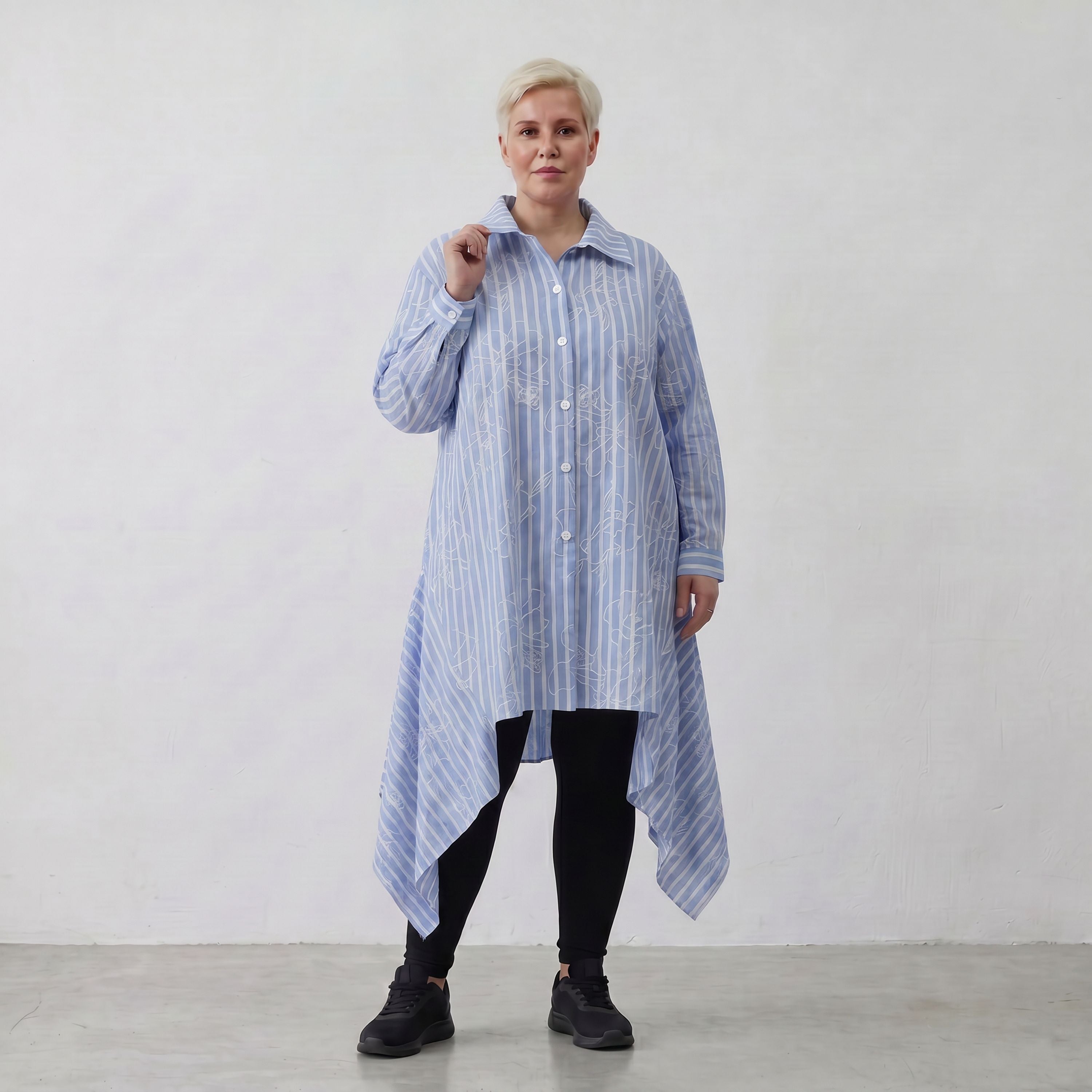 AKH Fashion Bluse 7238 Rebound, Blau-Weiß