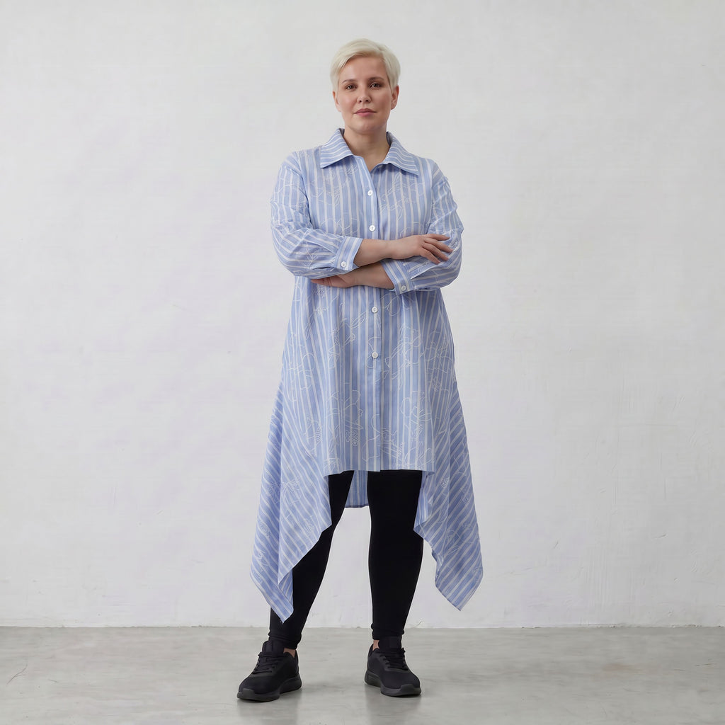AKH Fashion Bluse 7238 Rebound, Blau-Weiß