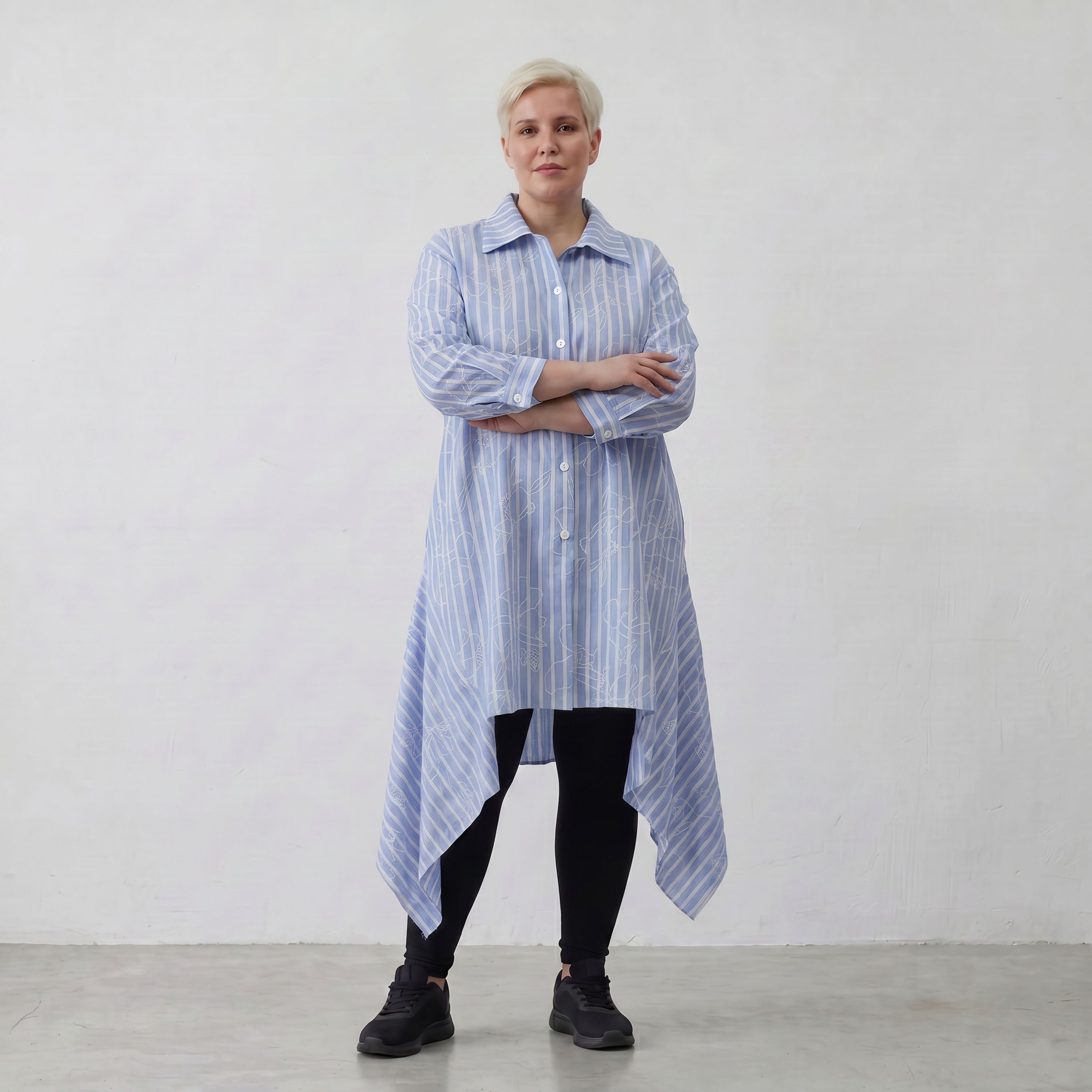 AKH Fashion Bluse 7238 Rebound, Blau-Weiß