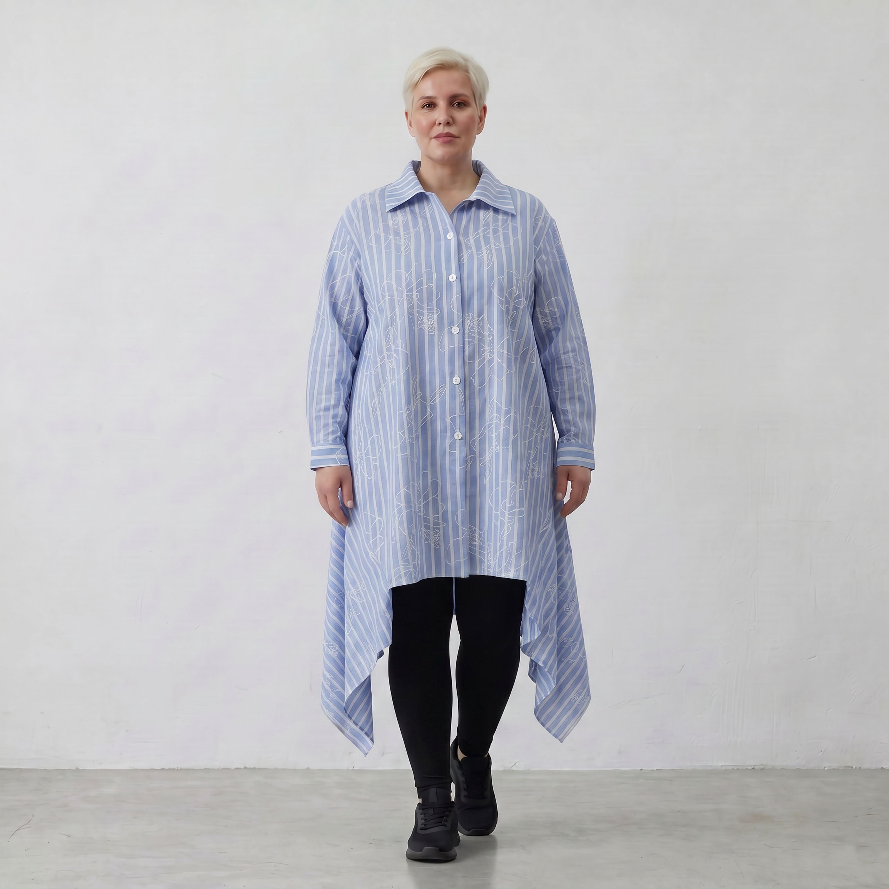 AKH Fashion Bluse 7238 Rebound, Blau-Weiß