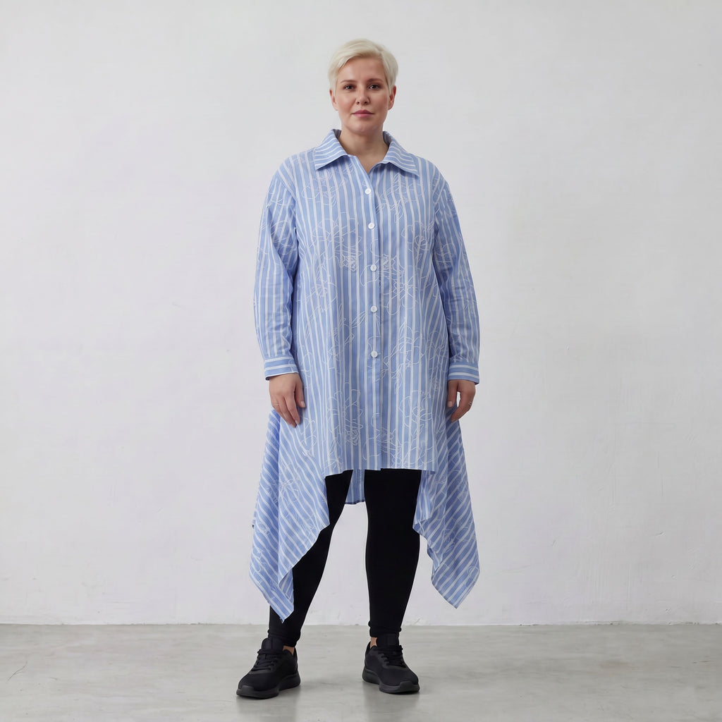 AKH Fashion Bluse 7238 Rebound, Blau-Weiß