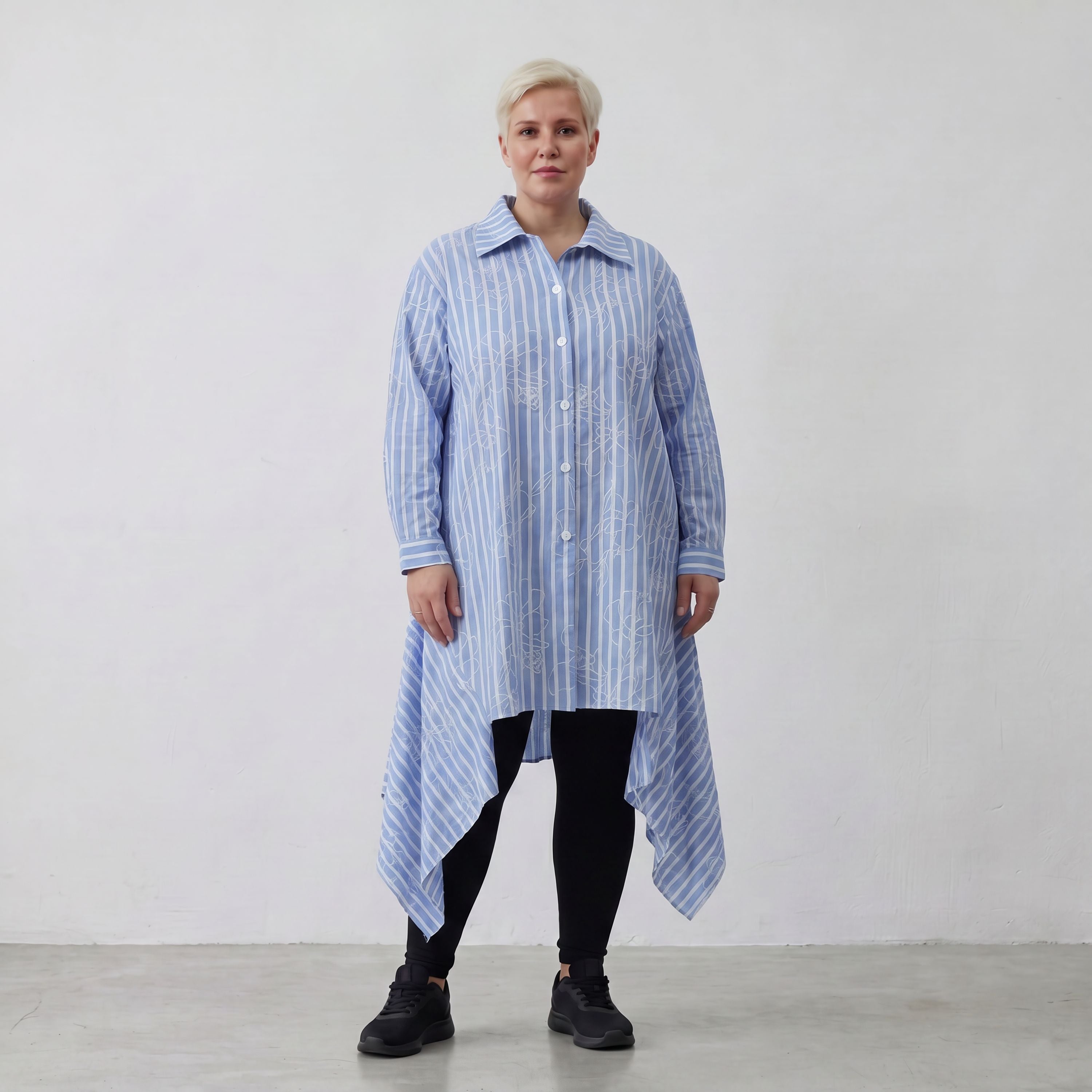AKH Fashion Bluse 7238 Rebound, Blau-Weiß