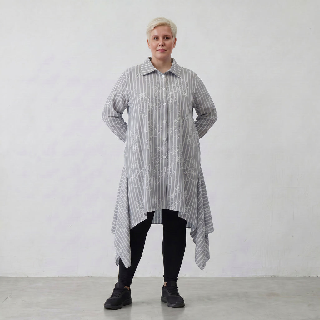 AKH Fashion Bluse 7238 Rebound, Grau-Weiß