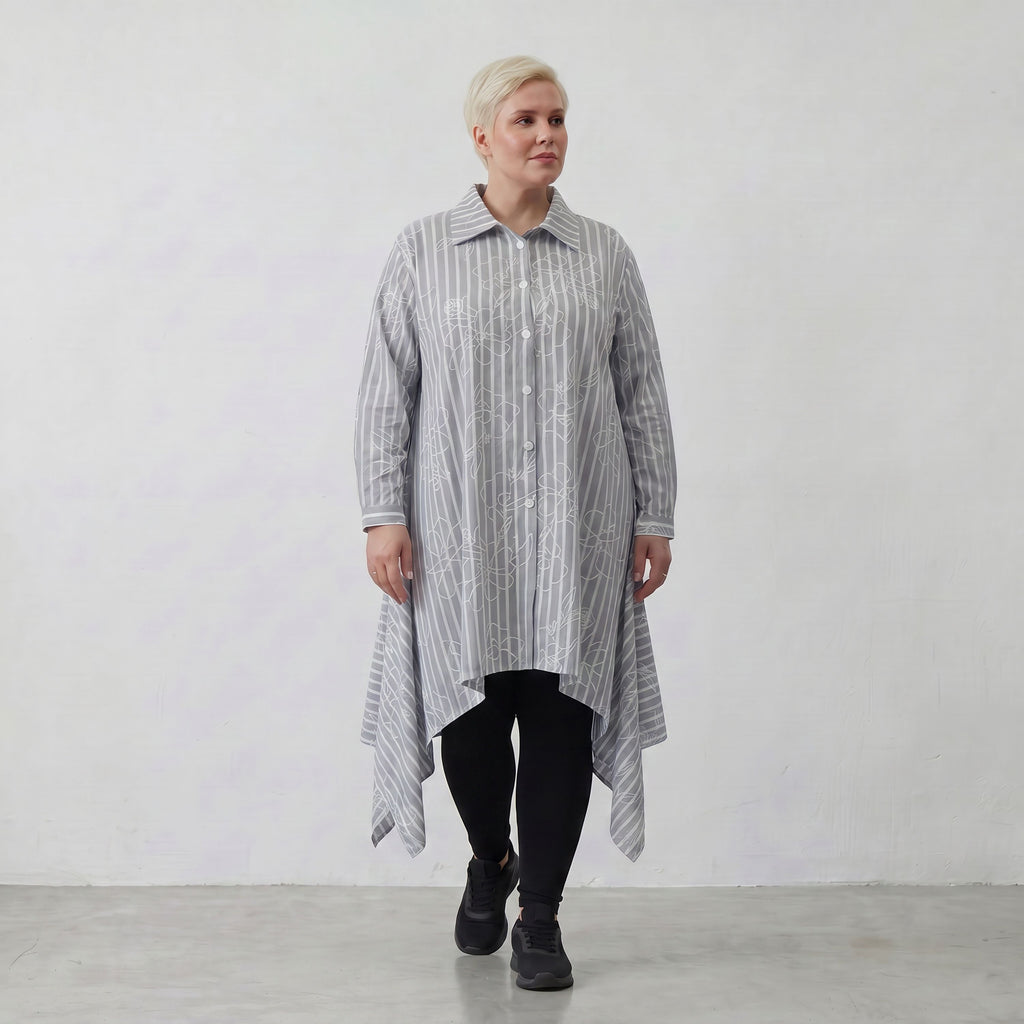 AKH Fashion Bluse 7238 Rebound, Grau-Weiß
