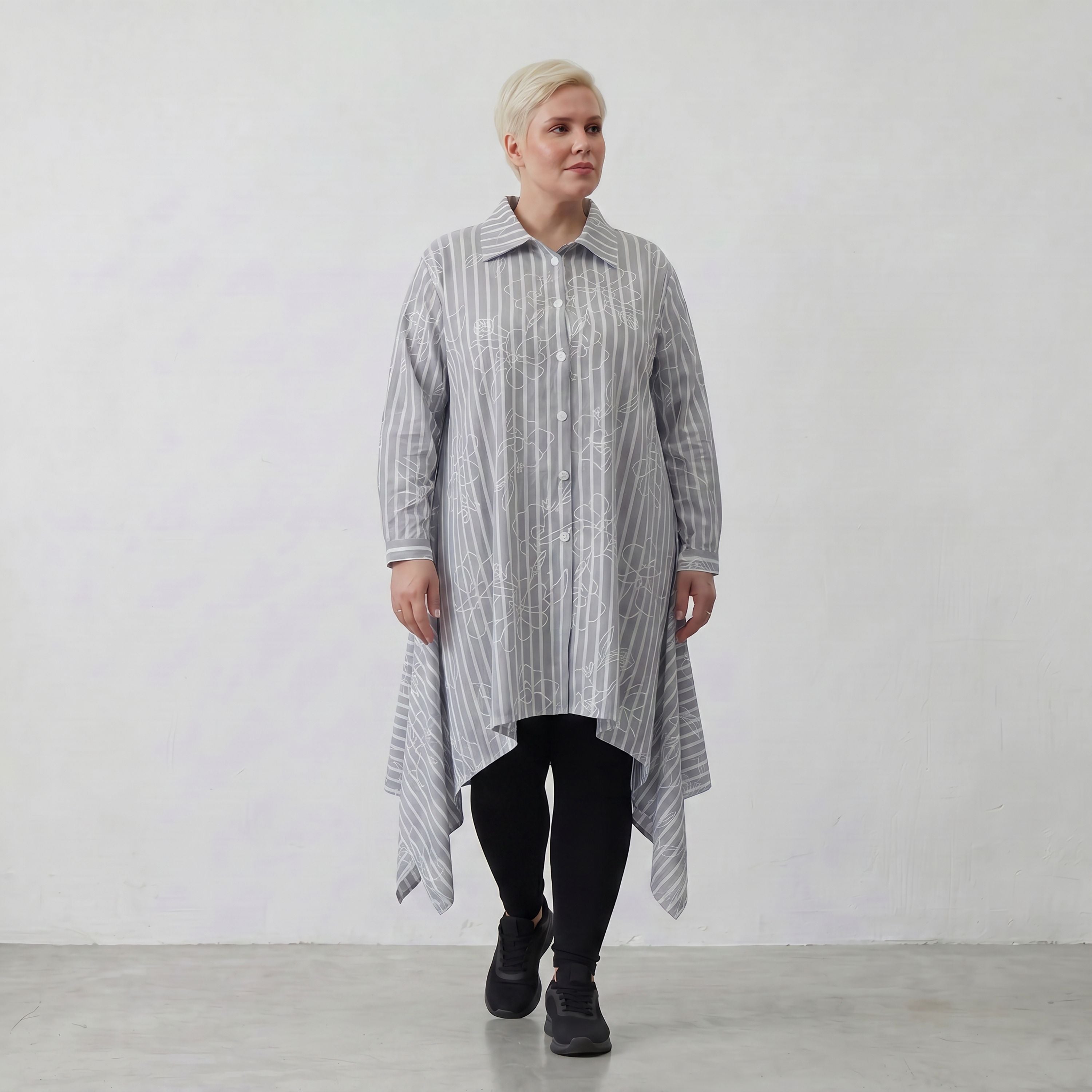 AKH Fashion Bluse 7238 Rebound, Grau-Weiß