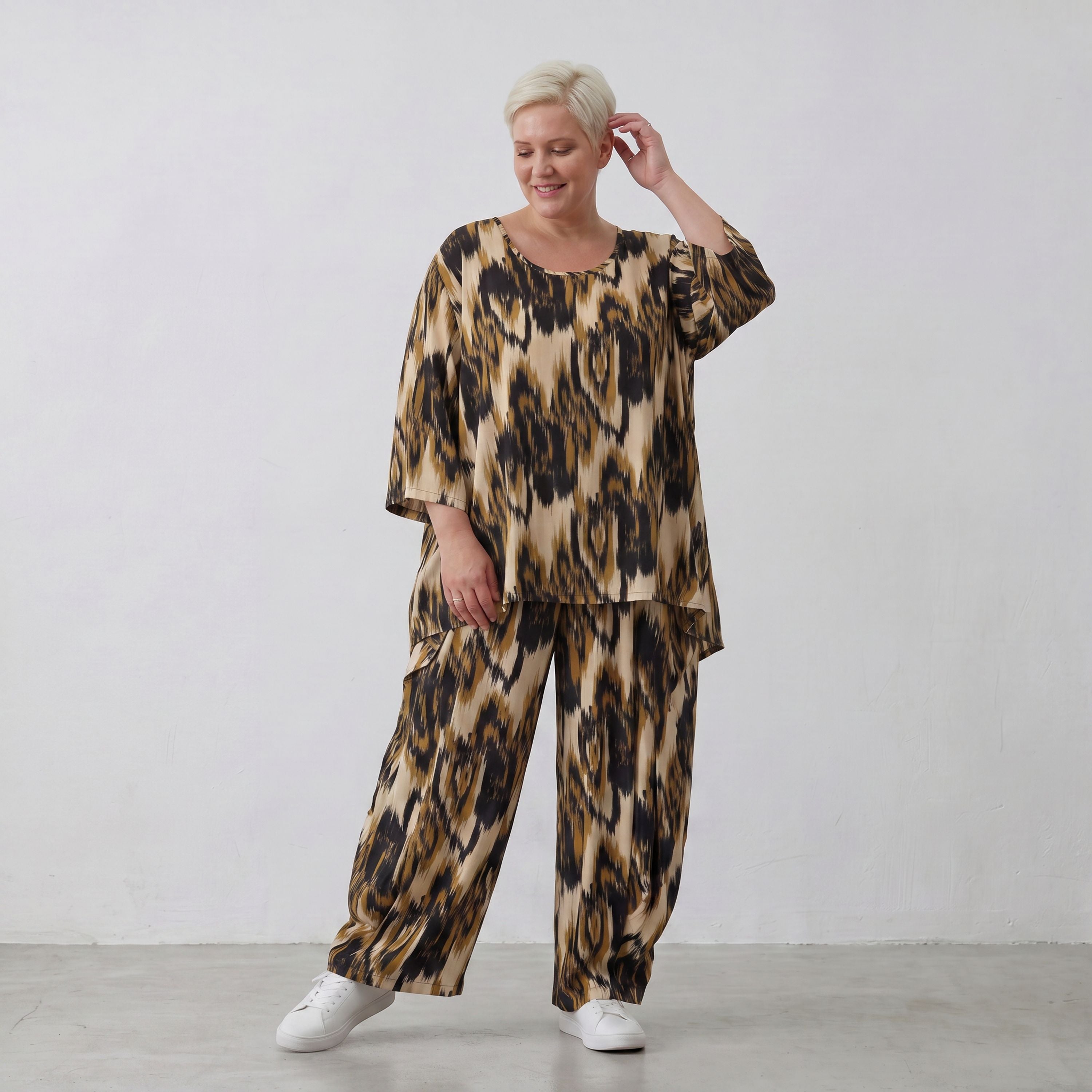 AKH Fashion Shirt 593 Savannah, Schwarz-Beige