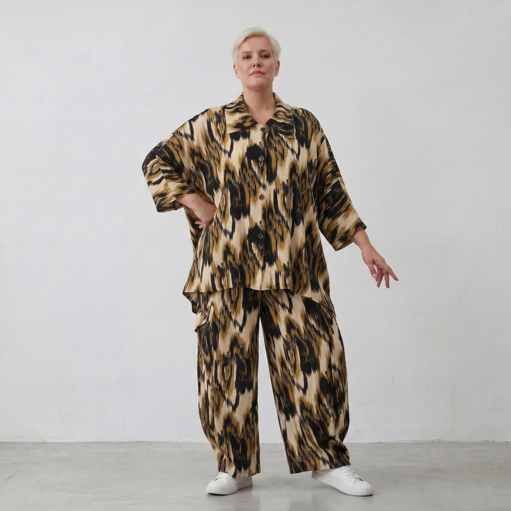 AKH Fashion Bluse 7092 Savannah, Schwarz-Beige