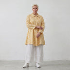 Leichte Glocken-Jacke aus Mousseline in Gelb und Ecru