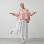 Luftiger Baumwoll-Überwurf in Rosa Ecru mit 3/4-Arm