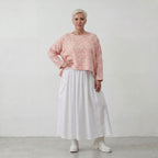 Luftiger Baumwoll-Überwurf in Rosa Ecru mit 3/4-Arm