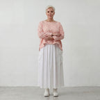Luftiger Baumwoll-Überwurf in Rosa Ecru mit 3/4-Arm