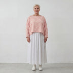 Luftiger Baumwoll-Überwurf in Rosa Ecru mit 3/4-Arm