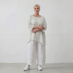 Luftiges Baumwoll-Shirt in A-Linie mit zipfeligem Saum