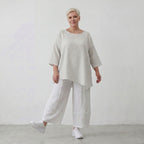 Luftiges Baumwoll-Shirt in A-Linie mit zipfeligem Saum