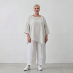Luftiges Baumwoll-Shirt in A-Linie mit zipfeligem Saum