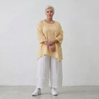 Luftiges Baumwoll-Shirt in A-Linie mit zipfeligem Saum