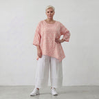 Luftiges Baumwoll-Shirt in A-Linie mit zartem Rosa-Ecru-Ton