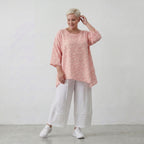 Luftiges Baumwoll-Shirt in A-Linie mit zartem Rosa-Ecru-Ton