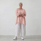 Luftiges Baumwoll-Shirt in A-Linie mit zartem Rosa-Ecru-Ton