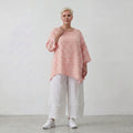 Luftiges Baumwoll-Shirt in A-Linie mit zartem Rosa-Ecru-Ton