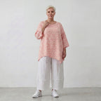 Luftiges Baumwoll-Shirt in A-Linie mit zartem Rosa-Ecru-Ton