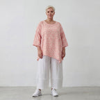 Luftiges Baumwoll-Shirt in A-Linie mit zartem Rosa-Ecru-Ton