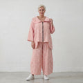 Luftige Baumwoll-Jacke in A-Linie mit Kragen in Rosa und Ecru