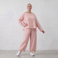 Luftige Ballon-Hose aus Mousseline in Rosa und Ecru