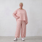 Luftige Ballon-Hose aus Mousseline in Rosa und Ecru