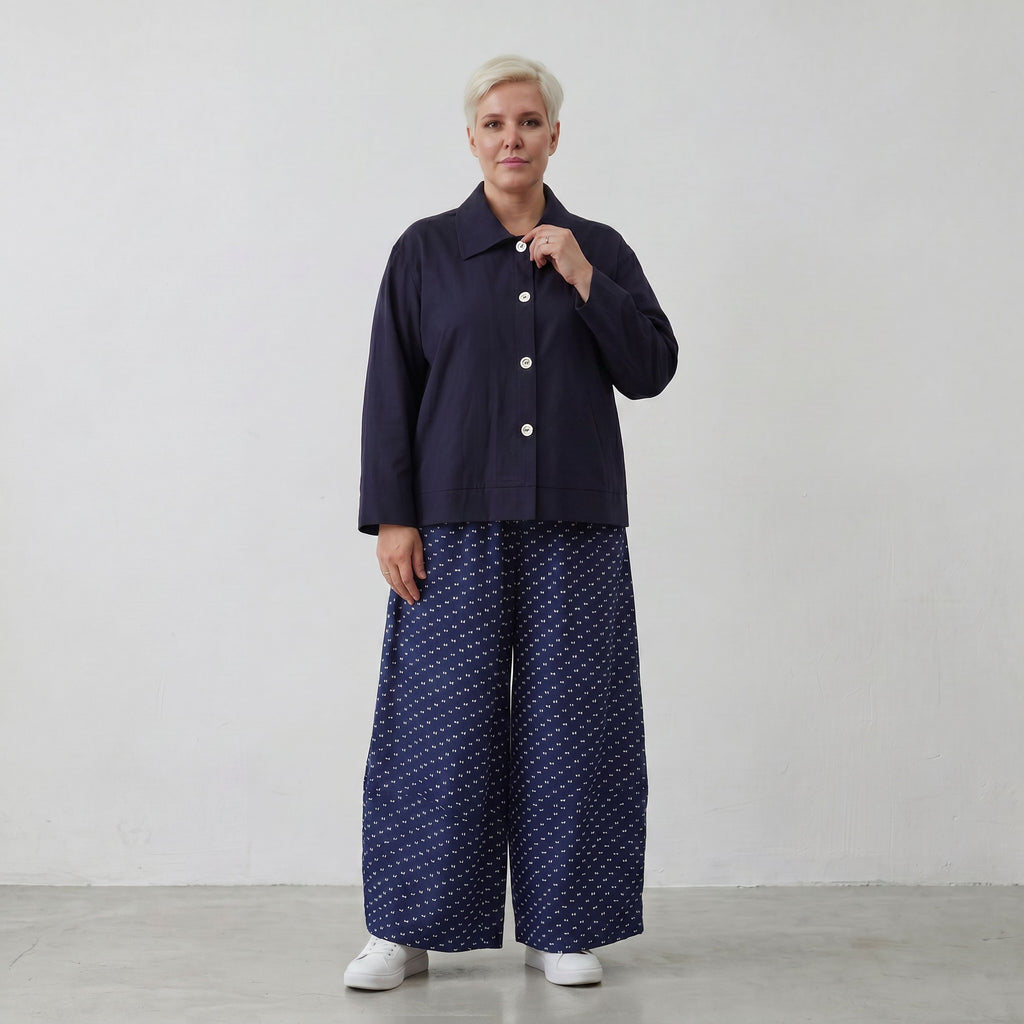 Marlene-Hose im Karomuster aus luftigem Jacquard-Stretch