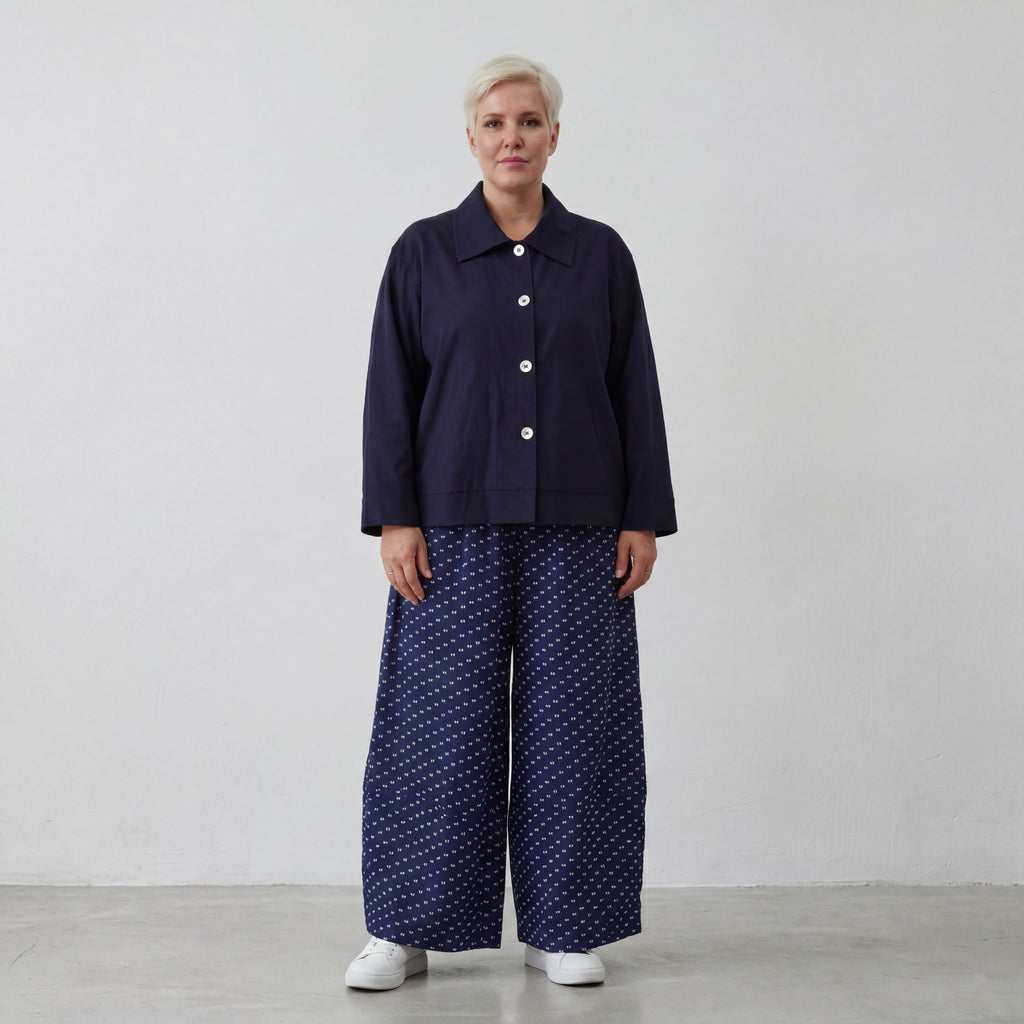 Marlene-Hose im Karomuster aus luftigem Jacquard-Stretch